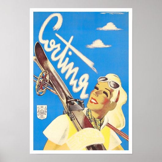 Cortina Italien Jahrgang Reise Poster (Vorne)