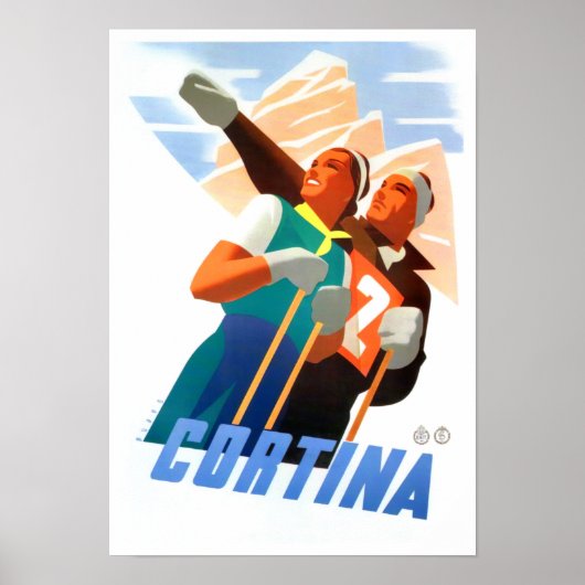Cortina Italien Jahrgang Reise Poster (Vorne)