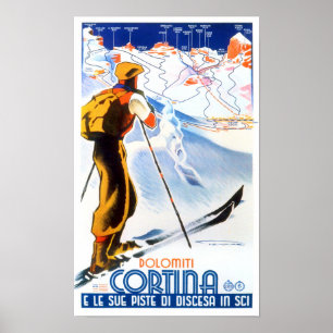 Cortina Italien Jahrgang Reise Poster