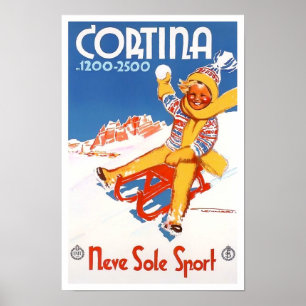 Cortina Italien Jahrgang Reise Poster
