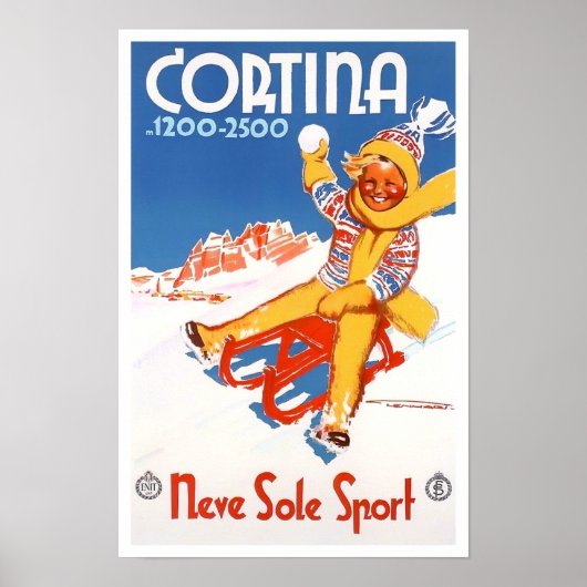 Cortina Italien Jahrgang Reise Poster (Vorne)