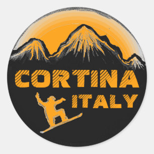 Cortina Italien Orangen-Snowboardkunstaufkleber Runder Aufkleber