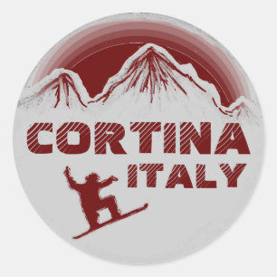 Cortina Italien Rote Snowboardkunstaufkleber Runder Aufkleber