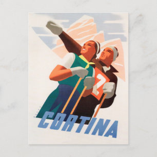 Cortina, Italien Schneeskiing Vintage-Reisepostkar Postkarte