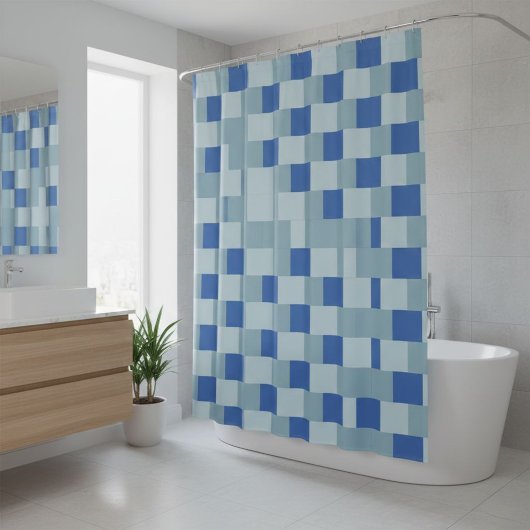 Cortina, shower, checkered, blue, light blue duschvorhang