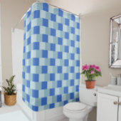 Cortina, shower, checkered, blue, light blue duschvorhang