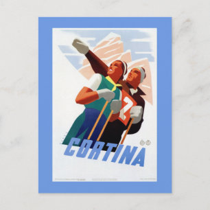 Cortina Vintager italienischer Wintersport Postkarte