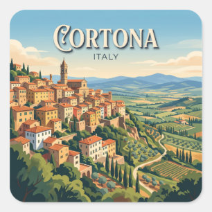 Cortona Italien Quadratischer Aufkleber