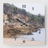 Coruna, Spanien | Klippen und Landschaftlicher Mee Quadratische Wanduhr (Vorderseite)