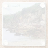 Coruna, Spanien | Landschaftlicher Strand mit Fels Glasuntersetzer (Rückseite)