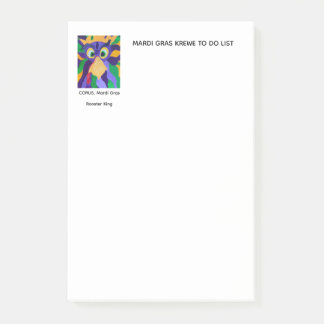CORUS' MARDI GRAS TO-DO-LISTE POST-IT KLEBEZETTEL