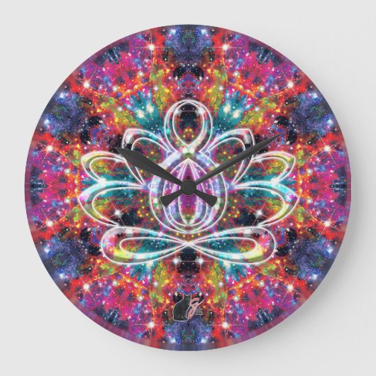 Coruscation Zen Lotus Clock Große Wanduhr (Vorderseite)