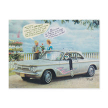 Corvair Cartoon Postcard by Bard Beach