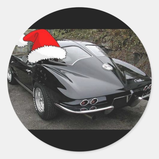 Corvette Black Split Window/Christmas Runder Aufkleber (Vorderseite)
