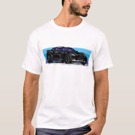 Corvette C7 Black Sportscar mit blauem Streifen T-Shirt