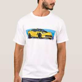 Corvette C7 Gelbe Sportscar mit blauem Streifen T-Shirt