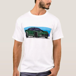 Corvette C7 Green Sportscar mit blauem Streifen T-Shirt