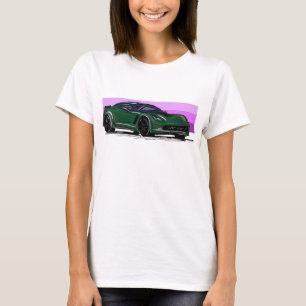 Corvette C7 Green Sportscar mit blauem Streifen T-Shirt