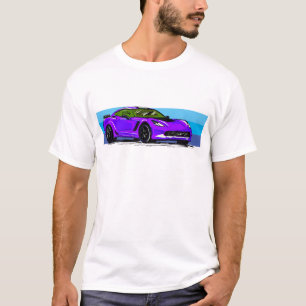 Corvette C7 Lila Sportscar mit blauem Streifen T-Shirt