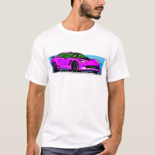 Corvette C7 Pink Sportscar mit blauem Streifen T-Shirt
