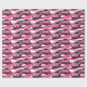 Corvette C7 Pink Wrapping Paper Geschenkpapier