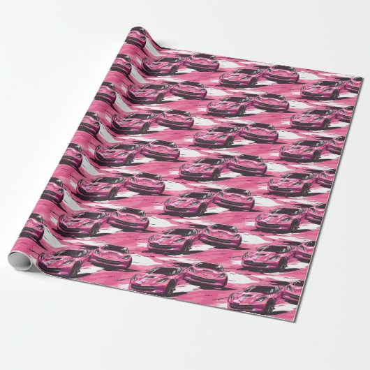 Corvette C7 Pink Wrapping Paper Geschenkpapier (Ungerollt)