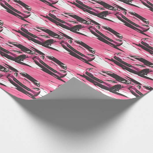 Corvette C7 Pink Wrapping Paper Geschenkpapier (Ecke)