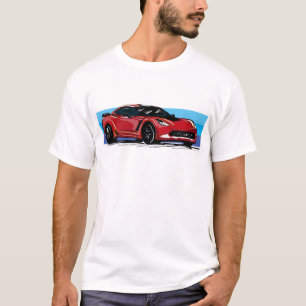 Corvette C7 Red Sportscar mit blauem Streifen T-Shirt