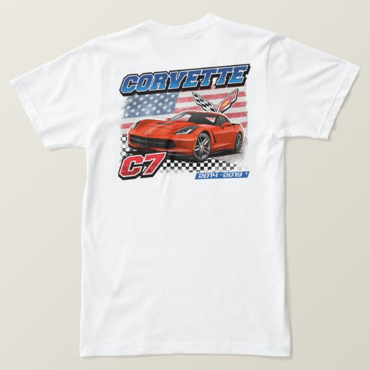 Corvette C7 - T - Shirt für Männer auf zwei Seiten (Design Rückseite)