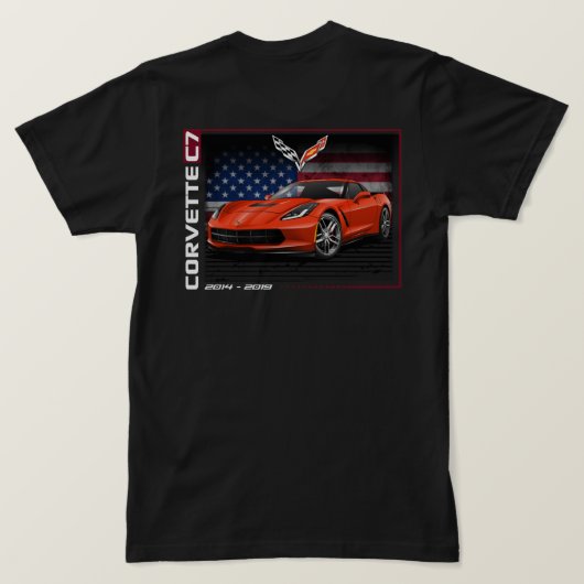 Corvette C7 - T - Shirt für Männer auf zwei Seiten (Design Rückseite)