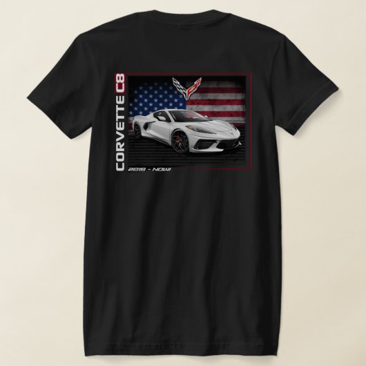 Corvette C8 - T - Shirt für Frauen auf zwei Seiten (AblageHinten)