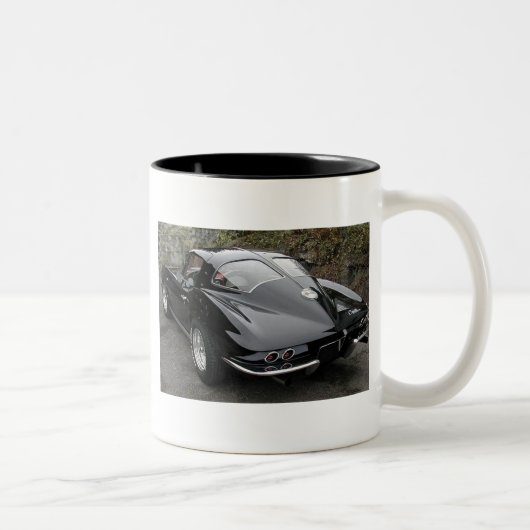 Corvette Classic Black Split Window Zweifarbige Tasse (Rechts)