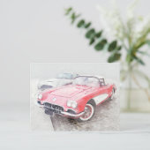 Corvette Digitale Malerei Postkarte (Stehend Vorderseite)
