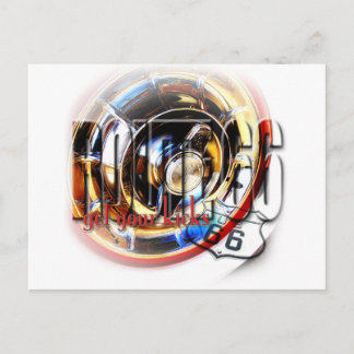 Corvette Hubcap - Route 66 Postkarte