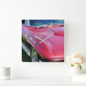 Corvette Retro Man Cave Quadratische Wanduhr (Zuhause)