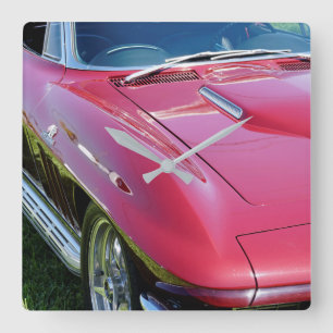 Corvette Retro Man Höhle Quadratische Wanduhr