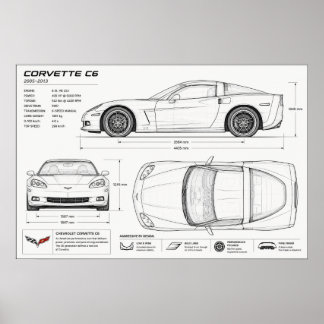 Corvette technische Konstruktion Poster