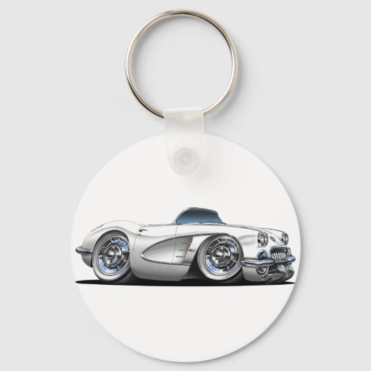 Corvette White Convertible Schlüsselanhänger (Vorderseite)