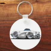 Corvette White Convertible Schlüsselanhänger (Vorderseite)