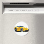 Corvette Yellow Car 2010-12 Magnet (In Situ (Geschirrspüler))