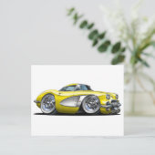 Corvette Yellow Car Postkarte (Stehend Vorderseite)