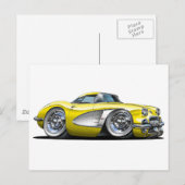 Corvette Yellow Car Postkarte (Vorne/Hinten)