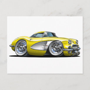 Corvette Yellow Car Postkarte