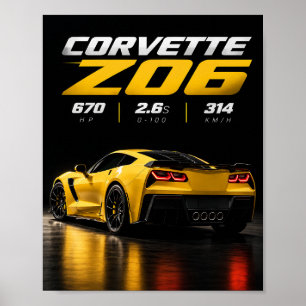 Corvette Z06 Gelber Sportwagen – Amerikanische Lei Poster