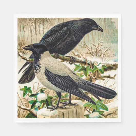 Corvids - Blackbird Raven Serviette (Vorderseite)