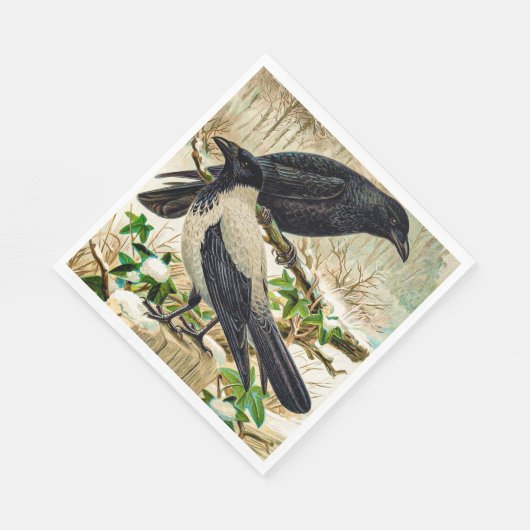Corvids - Blackbird Raven Serviette (Ecke)