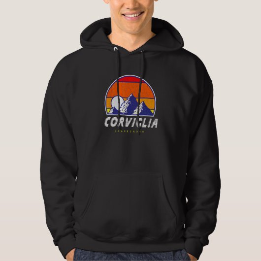 Corviglia Graubünden Schweiz Retro 80er Skiho Hoodie (Vorderseite)