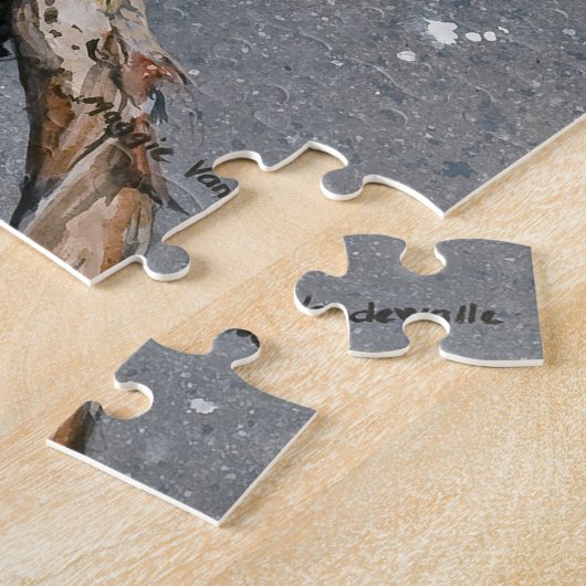 Corvus Corvidae und das Puzzle Cedar Jigsaw (Seite)