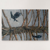 Corvus Corvidae und das Puzzle Cedar Jigsaw (Horizontal)