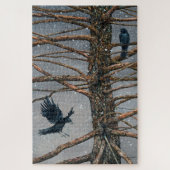 Corvus Corvidae und das Puzzle Cedar Jigsaw (Vertikal)